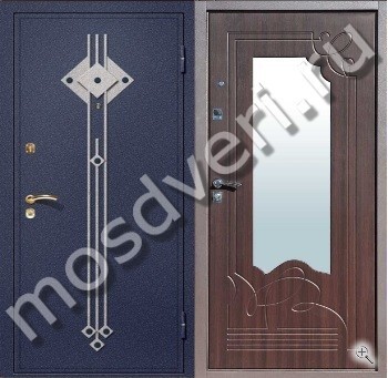 Парадная входная дверь с зеркалом и терморазрывом TD-39 - купить от производителя Мосдвери Парадная входная дверь с зеркалом и терморазрывом TD-39